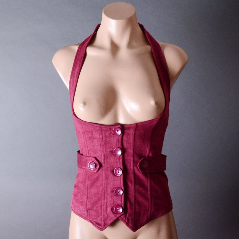 Red Medieval Underbust Waistcoat Corset Vest Top